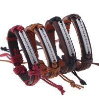 Faux Leather Bracelet with Zinc Alloy antique silver color plated Unisex & adjustable & with letter pattern lead & cadmium free Sold Per Approx 6.7 Inch Strand
