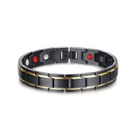 hématite magnétique bracelet, avec acier inoxydable, beignet, Placage, hygiéniques & mantra & unisexe & styles différents pour le choix, 12mm, Vendu par Environ 8.1 pouce brin