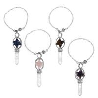 Zinc Alloy Pendulum with Gemstone platinum color plated & Unisex & oval chain nickel lead & cadmium free  Sold Per Approx 7.5 Inch Strand