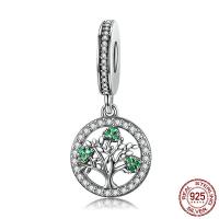 Thailand Sterling Silver Pendants Tree micro pave cubic zirconia & without troll Approx 4.5-5mm Sold By PC
