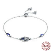 Thailand Sterling Silver Hamsa oval chain & micro pave cubic zirconia & for woman Sold Per Approx 8.7 Strand