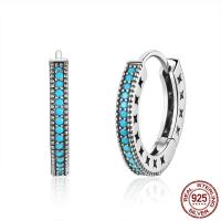 Thailand Sterling Silver Jewelry Earring Thailand Sterling Silver Huggie Hoop Earring with Synthetic Turquoise for woman Sold By Pair