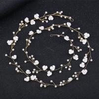 Braut Haar Blumen, Messing, mit Weiße Muschel & Kunststoff Perlen, plattiert, für Braut, keine, frei von Nickel, Blei & Kadmium, 1000mm, verkauft von PC