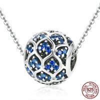 Thailand Sterling Silver Beads micro pave cubic zirconia & without troll Sold By PC