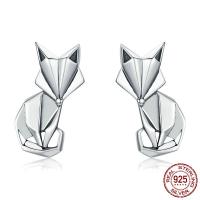 925 Sterling Silver Stud Earrings Thailand Sterling Silver Fox for woman Sold By Pair