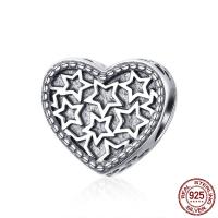 Thailand Sterling Silver Beads, Heart, without troll, 11x10mm, Hole:Approx 4.5-5mm, Sold By PC
