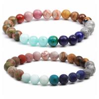 Gemstone Bracelets, with Elastic Thread, Round, Unisex & different styles for choice, Sold Per Approx 7.1-7.8 Inch Strand