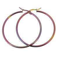 Stainless Steel Hoop Earring, colorful plated, different size for choice & for woman, 34x36mm, 45x49mm, Sold By Pair