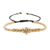 Brass Woven Ball Bracelets with Nylon Cord Anchor plated Unisex & adjustable & micro pave cubic zirconia nickel lead & cadmium free 4mm Sold Per Approx 7.1-7.8 Inch Strand