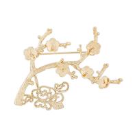 Brass Brooch Findings Plum Blossom gold color plated nickel lead & cadmium free 0.8mm Sold By PC