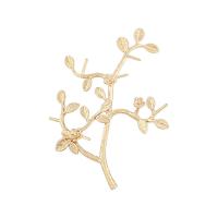 Brass Brooch Findings, Branch, gold color plated, nickel, lead & cadmium free, 60x70mm, 1mm, Sold By PC