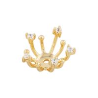 Brass Brooch Findings Flower real gold plated & micro pave cubic zirconia & for woman nickel lead & cadmium free 12mm Approx 1.2mm Sold By Lot
