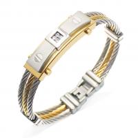 Titanium Steel Bracelet plated for man & with rhinestone Sold Per Approx 8 Inch Strand