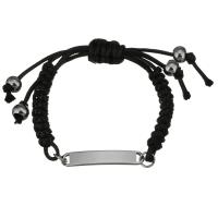Stainless Steel Woven Ball Bracelets, with Nylon Cord, with 1lnch extender chain, Unisex & adjustable, black, 36x6mm, 7mm, Sold Per Approx 5-9 Inch Strand