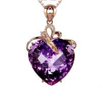 Brass Necklace with Amethyst Heart real rose gold plated box chain & for woman & faceted & with rhinestone purple nickel lead & cadmium free Sold Per Approx 17.7 Inch Strand