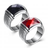Hombres de acero inoxidable anillo del dedo, con Piedras preciosas, diverso tamaño para la opción & para hombre & ennegrezca, más colores para la opción, 3.5x2mm, Vendido por UD