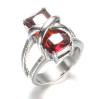 Stainless Steel Finger Ring, with Ruby, different size for choice & for woman, original color, 18mm, Sold By PC