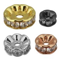 Brass Spacer Beads Rondelle plated & micro pave cubic zirconia nickel lead & cadmium free Sold By Lot