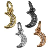 Cubic Zirconia Micro Pave Brass Pendant, Moon, plated, micro pave cubic zirconia, more colors for choice, nickel, lead & cadmium free, 5x9x1.50mm, Hole:Approx 3mm, 10PCs/Lot, Sold By Lot