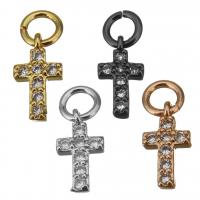 Brass Cross Pendants, plated, micro pave cubic zirconia, more colors for choice, nickel, lead & cadmium free, 5x10x2mm, Hole:Approx 3mm, 10PCs/Lot, Sold By Lot