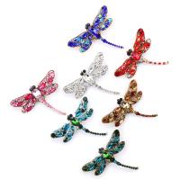 Tibetan Style Brooches, with Crystal, Dragonfly, plated, for woman & with rhinestone, more colors for choice, nickel, lead & cadmium free, 95x82mm, Sold By PC