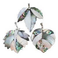 Black Shell Pendant, with Abalone Shell Paper & White Shell & Brass, Leaf, platinum color plated, different size for choice, Hole:Approx 4x6mm, 10PCs/Bag, Sold By Bag