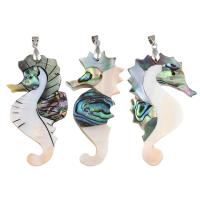 Black Shell Pendant, with Abalone Shell Paper & White Shell & Brass, Seahorse, platinum color plated, different size for choice, Hole:Approx 4x6mm, 10PCs/Bag, Sold By Bag