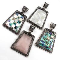 Zinc Alloy Pendant with Abalone Shell Paper & White Shell & Rose Quartz Trapezium antique silver color plated nickel lead & cadmium free Approx Sold By Bag