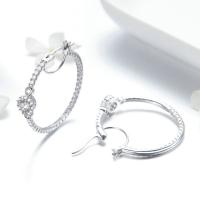 Brass Hoop Earring platinum plated micro pave cubic zirconia & for woman nickel lead & cadmium free Sold By Pair