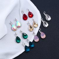 Tibetan Style Drop Earrings, with Crystal, Teardrop, platinum color plated, for woman, more colors for choice, nickel, lead & cadmium free, 11x27mm, 3Pairs/Lot, Sold By Lot