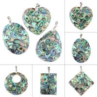 Brass Jewelry Pendants, with Abalone Shell Paper, platinum color plated, different size for choice, nickel, lead & cadmium free, Hole:Approx 4x6mm, 10PCs/Bag, Sold By Bag