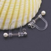 Resin Screw Back Clip-on Earring, with ABS Plastic Pearl & Tibetan Style, plated, different size for choice & for woman, more colors for choice, 50Pairs/Bag, Sold By Bag