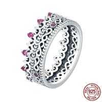 Cubic Zirconia Micro Pave 925 Sterling Silver Rings, Thailand Sterling Silver, Crown, different size for choice & micro pave cubic zirconia & for woman, 7mm, US Ring Size:6-8, Sold By PC