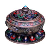 Traditional Ceramic Inserted Burner Incense Seat, Copper Alloy, plated, enamel, more colors for choice, 100x85mm, Sold By PC