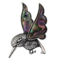 Natural Abalone Shell Pendants Zinc Alloy with Abalone Shell Paper Bird antique silver color plated can be used as brooch or pendant & with rhinestone nickel lead & cadmium free Approx Sold By Bag