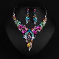 Tibetan Style Jewelry Sets, earring & necklace, with Crystal, plated, oval chain & for woman & with rhinestone, more colors for choice, nickel, lead & cadmium free, 80mm, Length:Approx 18.5 Inch, Sold By Set