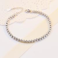 925 Sterling Silver Bangle Bracelet Brass with 3cm extender chain plated Korean style & Unisex nickel lead & cadmium free 4mm Sold Per Approx 6.7 Inch Strand