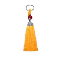 Polyester Yarns Hanging Decoration, with Tibetan Style, Tassel, antique silver color plated, handmade & DIY, more colors for choice, 28x140mm, Sold By PC