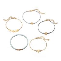 Zinc Alloy Bracelet Set with Glass Seed Beads with 5cm extender chain gold color plated 5 pieces & for woman nickel lead & cadmium free Length Approx 7.49 Inch Sold By Set