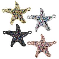 Brass Jewelry Connector Starfish plated micro pave cubic zirconia & 1/1 loop nickel lead & cadmium free Sold By Lot