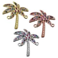 Brass Jewelry Connector Palm Tree plated micro pave cubic zirconia & 1/1 loop nickel lead & cadmium free Approx 1.5mm Sold By Lot