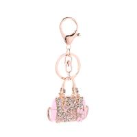 Zinc Alloy Key Chain Handbag rose gold color plated Unisex & with rhinestone nickel lead & cadmium free 100mm Sold By PC