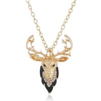 Zinc Alloy Jewelry Necklace Antlers plated can be used as brooch or pendant & oval chain & for woman & enamel & with rhinestone nickel lead & cadmium free Sold Per Approx 21.5 Inch Strand
