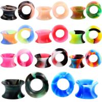 Silicone Piercing Tunnel, Unisex & different size for choice, mixed colors, 11Pairs/Lot, Sold By Lot