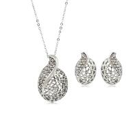 Zinc Alloy Jewelry Sets Stud Earring & necklace with 5cm extender chain plated oval chain & for woman & with rhinestone nickel lead & cadmium free 33mm 22mm Length Approx 20.08 Inch Sold By Set