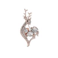 Zinc Alloy Brooches Deer plated Unisex & with rhinestone nickel lead & cadmium free Sold By PC