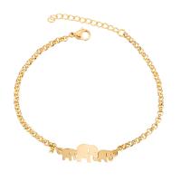 Brass Bracelet with 5cm extender chain Elephant gold color plated rolo chain & for woman nickel lead & cadmium free Sold Per Approx 7.09 Inch Strand