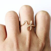 Zinc Alloy Finger Ring Alphabet Letter plated & for woman nickel lead & cadmium free US Ring Sold By PC