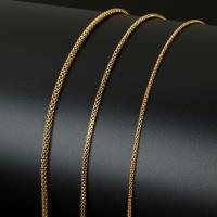Acier inoxydable chaîne de bijoux, avec bobine plastique, Placage de couleur d'or, normes différentes pour le choix, Environ 10m/bobine, Vendu par bobine