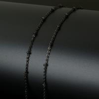 Κοσμήματα από ανοξείδωτο χάλυβα αλυσίδα, Από ανοξείδωτο χάλυβα, με πλαστικό καρούλι, όπλο μαύρο επιχρυσωμένο, διαφορετικό μέγεθος για την επιλογή, Περίπου 20m/spool, Sold Με spool